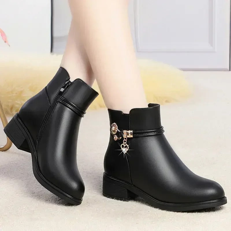 Weiche Damen Strass Stiefel Lederstil Shopnory