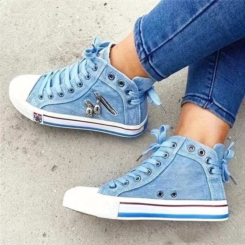 Damen Denim Hi-Top Sneakers