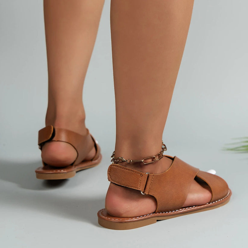 Leder Damenschuhe mit Schnalle