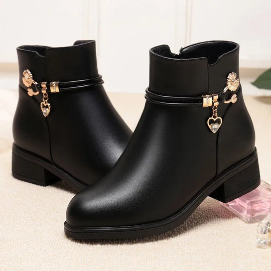 Weiche Damen Strass Stiefel Lederstil Shopnory