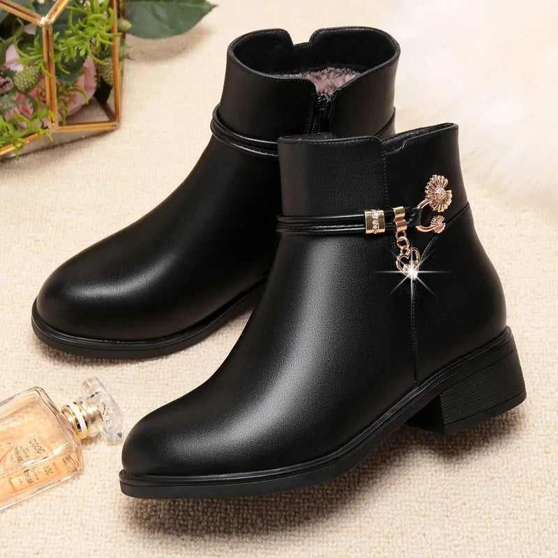 Weiche Damen Strass Stiefel Lederstil Shopnory