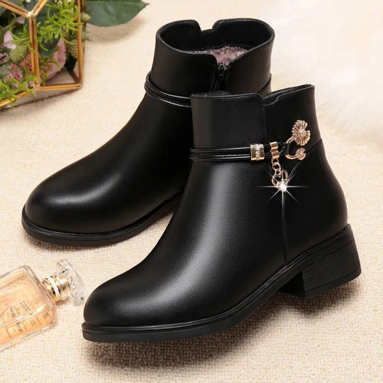 Weiche Damen Strass Stiefel Lederstil Shopnory