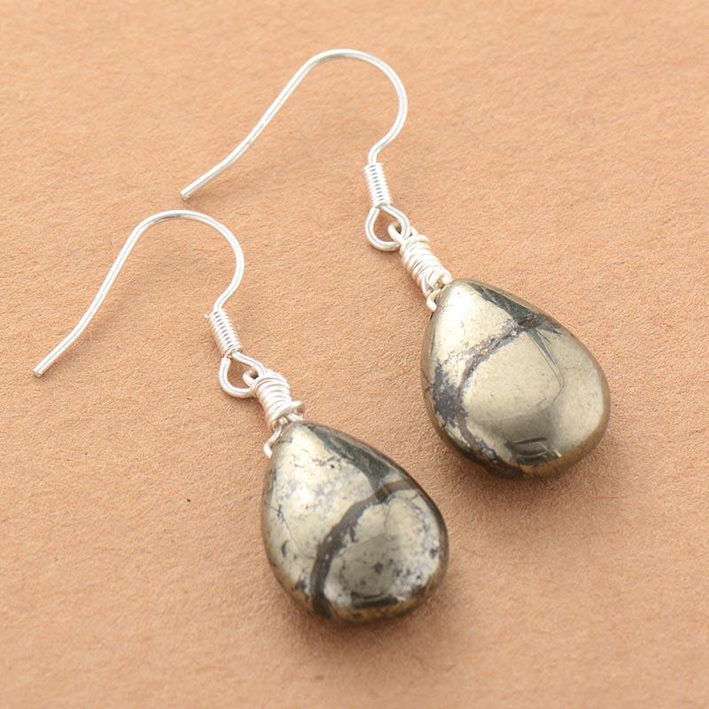 Reflektierende Pyrit Tropfenohrringe - Elara | Shop Nory