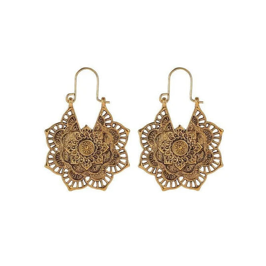 Goldene/Silberne Lotus-Mandala-Ohrringe – Isolde | Shop Nory