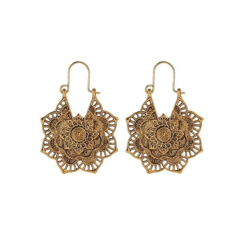 Goldene/Silberne Lotus-Mandala-Ohrringe – Isolde | Shop Nory