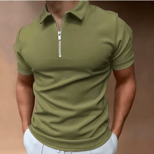 Herren Polo Shirt Polo mit Reißverschluss und Kragen Klassisches Design & Elegant