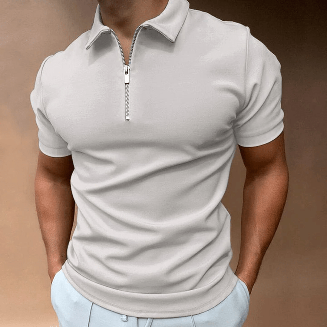 Herren Polo Shirt Polo mit Reißverschluss und Kragen Klassisches Design & Elegant