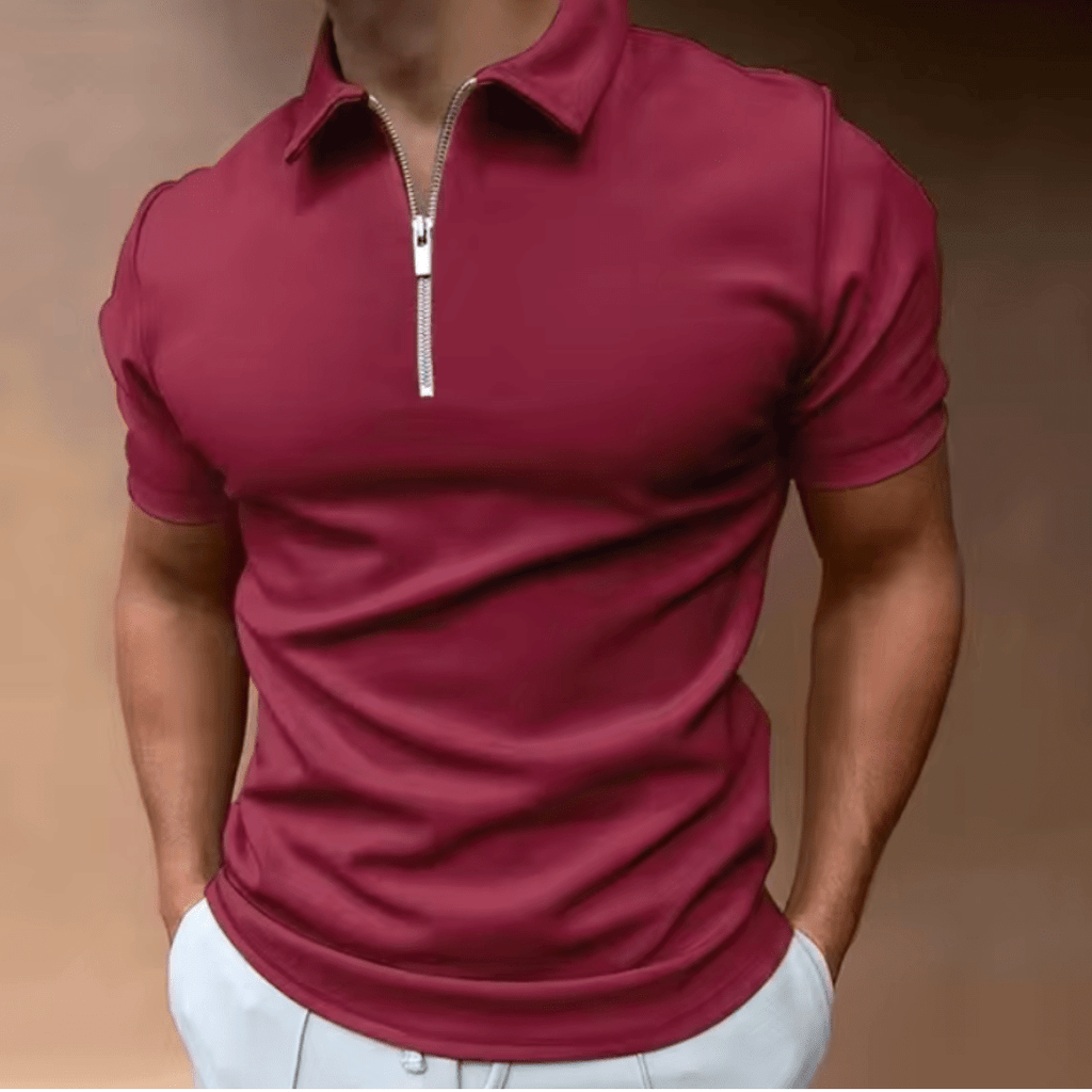 Herren Polo Shirt Polo mit Reißverschluss und Kragen Klassisches Design & Elegant