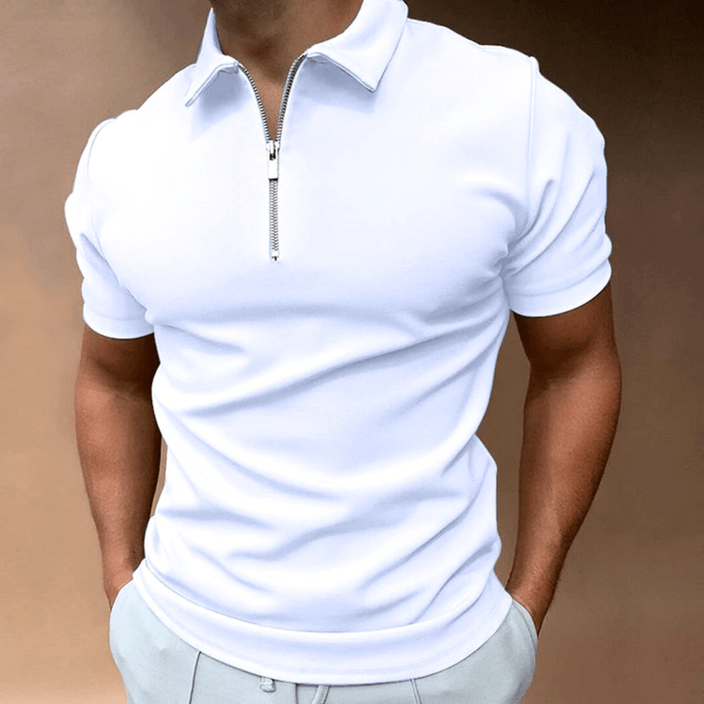 Herren Polo Shirt Polo mit Reißverschluss und Kragen Klassisches Design & Elegant