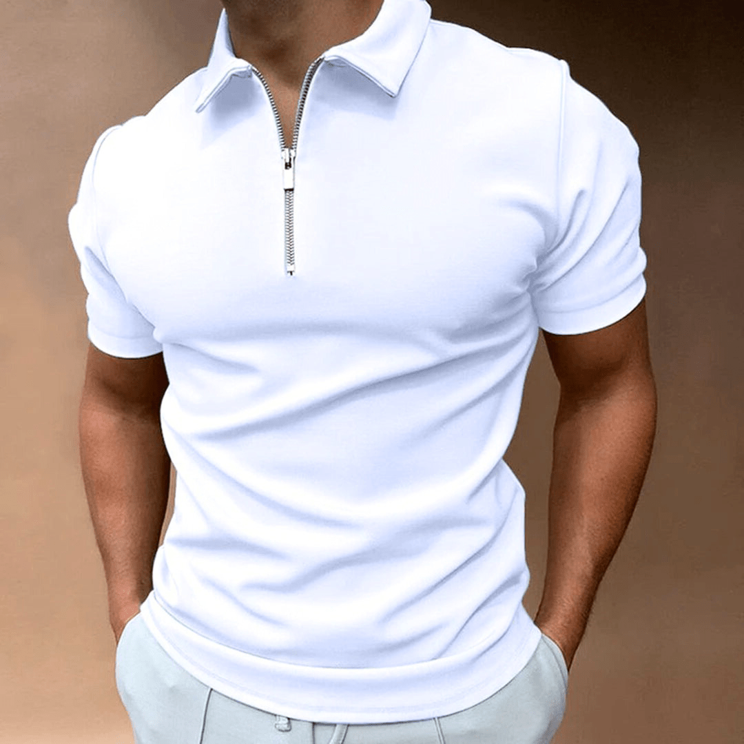 Herren Polo Shirt Polo mit Reißverschluss und Kragen Klassisches Design & Elegant