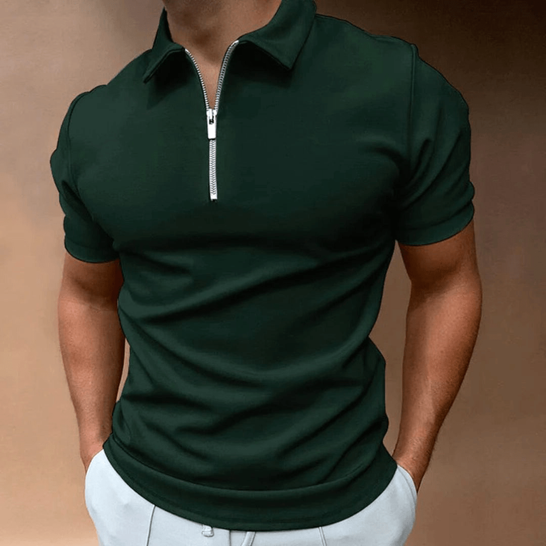 Herren Polo Shirt Polo mit Reißverschluss und Kragen Klassisches Design & Elegant