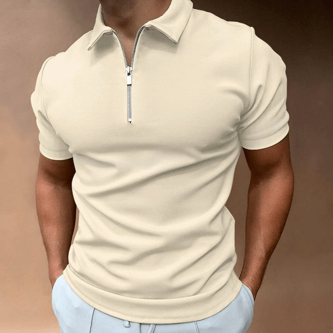 Herren Polo Shirt Polo mit Reißverschluss und Kragen Klassisches Design & Elegant