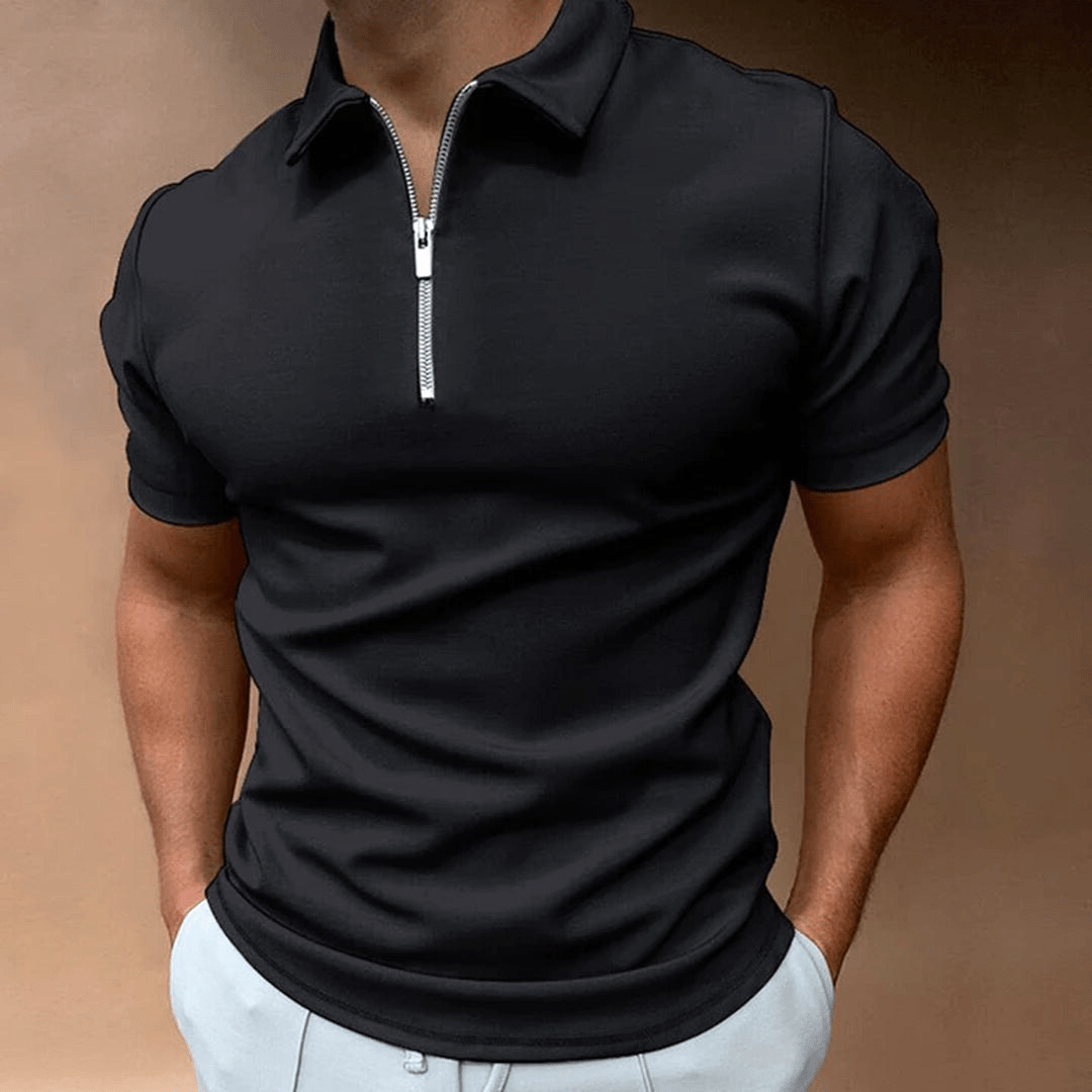 Herren Polo Shirt Polo mit Reißverschluss und Kragen Klassisches Design & Elegant