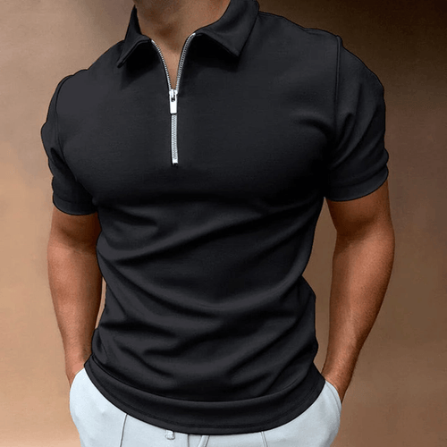 Herren Polo Shirt Polo mit Reißverschluss und Kragen Klassisches Design & Elegant