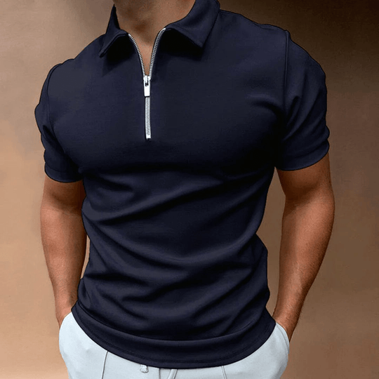 Herren Polo Shirt Polo mit Reißverschluss und Kragen Klassisches Design & Elegant