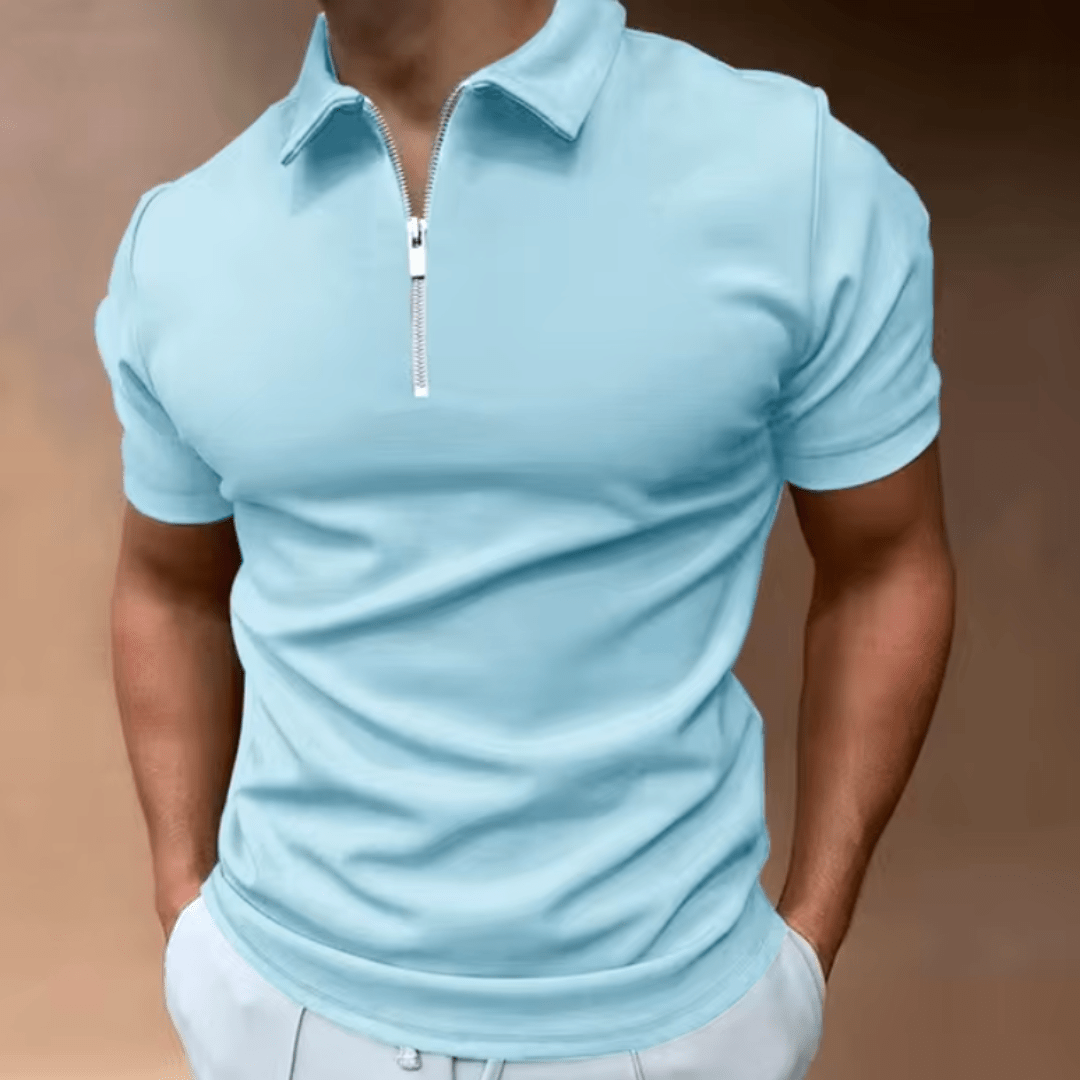 Herren Polo Shirt Polo mit Reißverschluss und Kragen Klassisches Design & Elegant