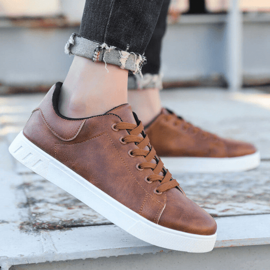 Sneakers Herren Leder Sneakers Komfortabel Trendy Freizeit Sneakers
