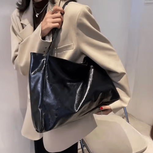 Große Damen Leder Schultertasche Handtasche Shopper Burgunderrot