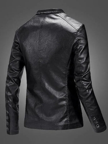 Herren Blazer - Lässiger Leder Slim Fit Blazer