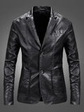 Herren Blazer - Lässiger Leder Slim Fit Blazer