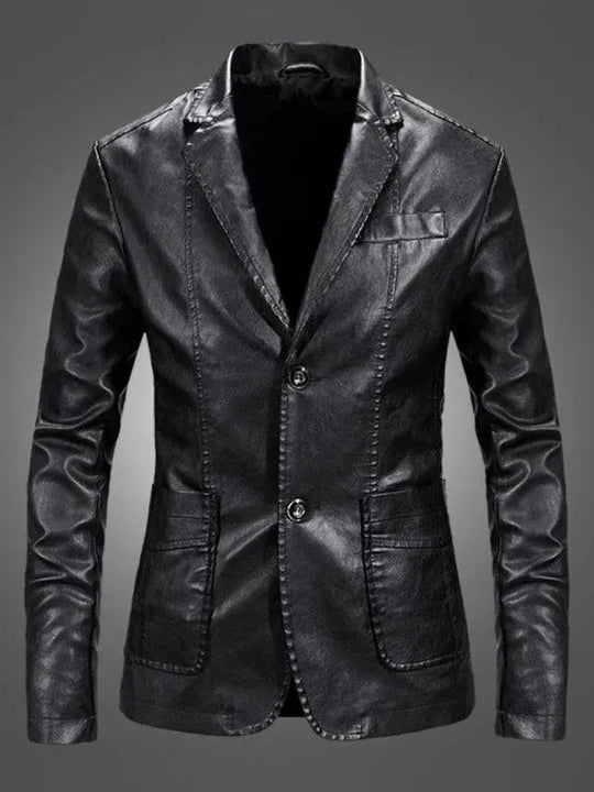Herren Blazer - Lässiger Leder Slim Fit Blazer