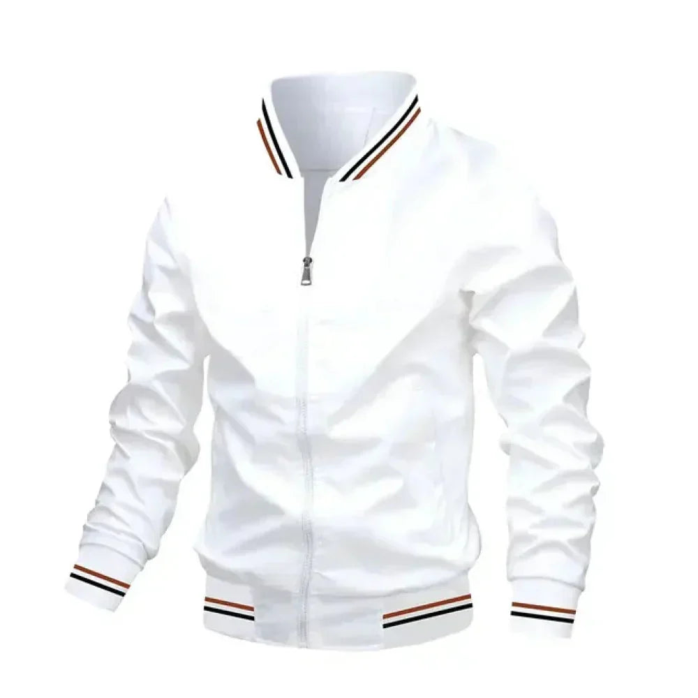 Herren Leichte Sommer Gestreifte Bomberjacke