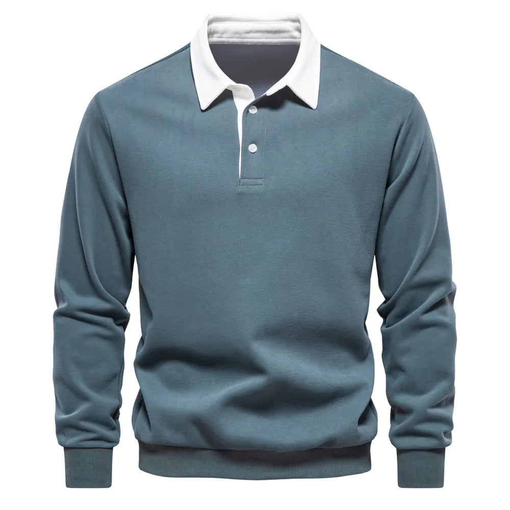 Herren-Polo-Pullover mit langen Ärmeln