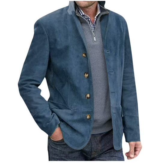 Herren Wildleder Blazer Jacke, Blau & Braun, Elegant & Vielseitig