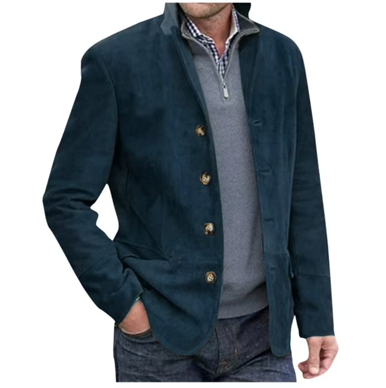 Herren Wildleder Blazer Jacke, Blau & Braun, Elegant & Vielseitig