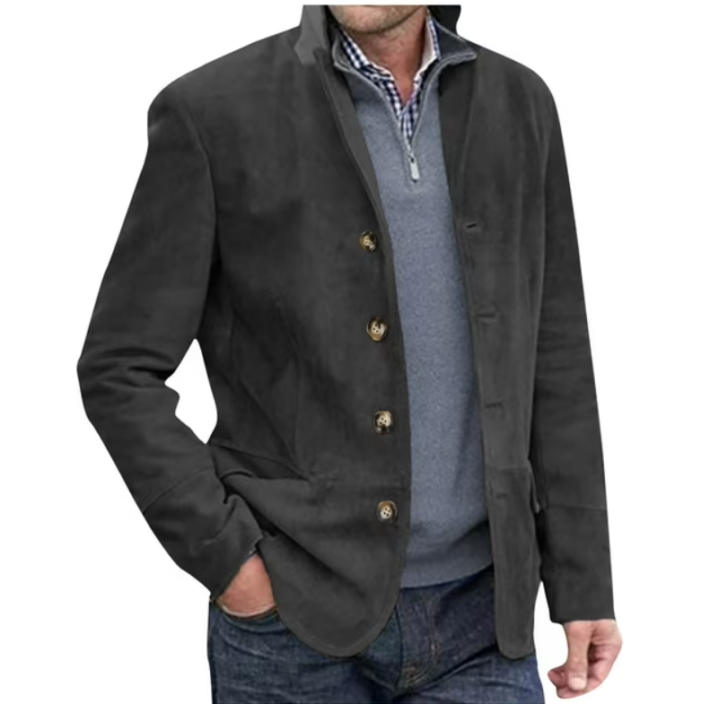 Herren Wildleder Blazer Jacke, Blau & Braun, Elegant & Vielseitig