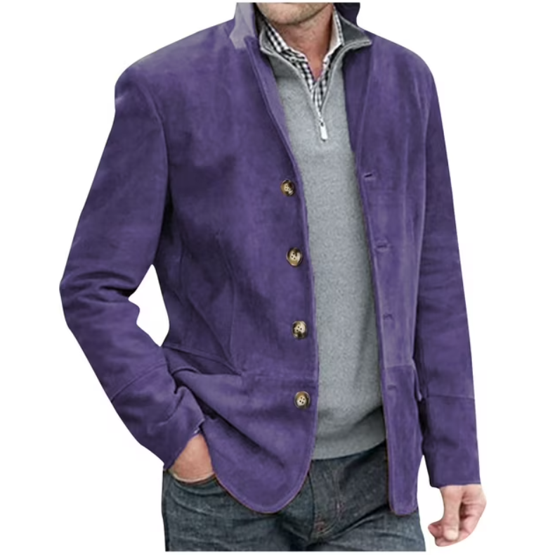 Herren Wildleder Blazer Jacke, Blau & Braun, Elegant & Vielseitig