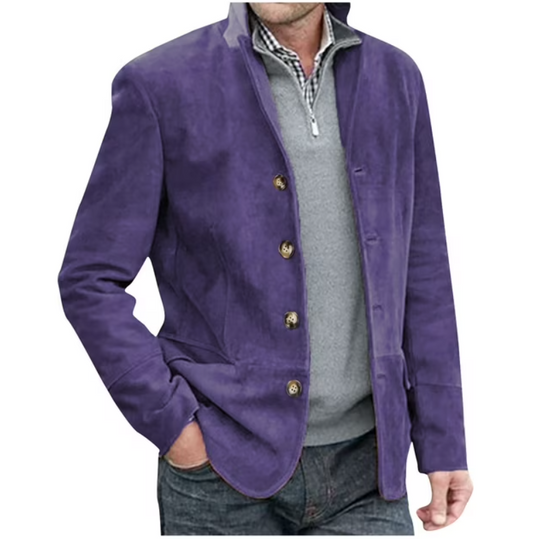 Herren Wildleder Blazer Jacke, Blau & Braun, Elegant & Vielseitig