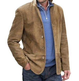 Herren Wildleder Blazer Jacke, Blau & Braun, Elegant & Vielseitig
