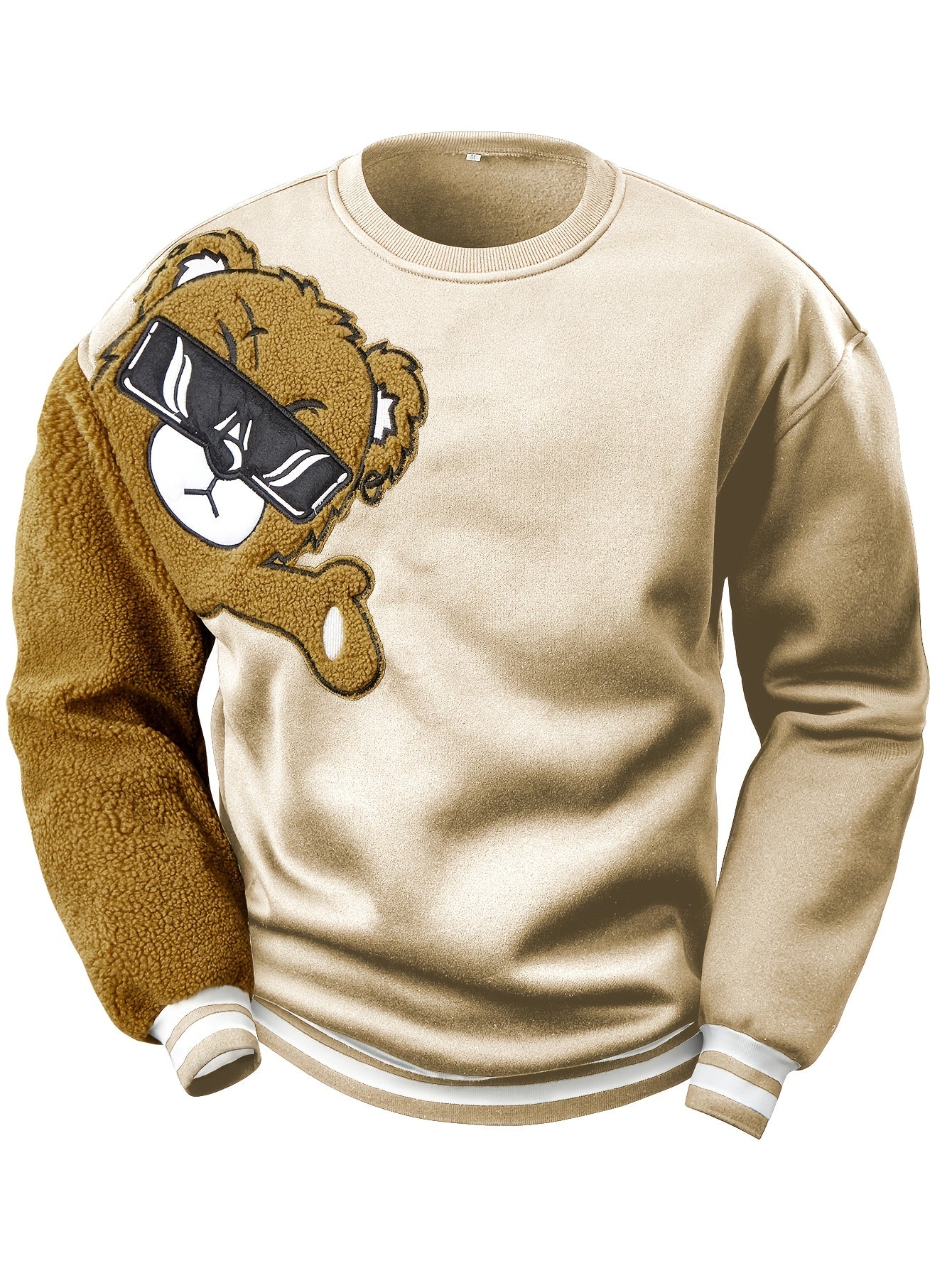 Herren Sweatshirt mit gesticktem Cartoon-Bär