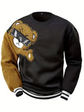 Herren Sweatshirt mit gesticktem Cartoon-Bär