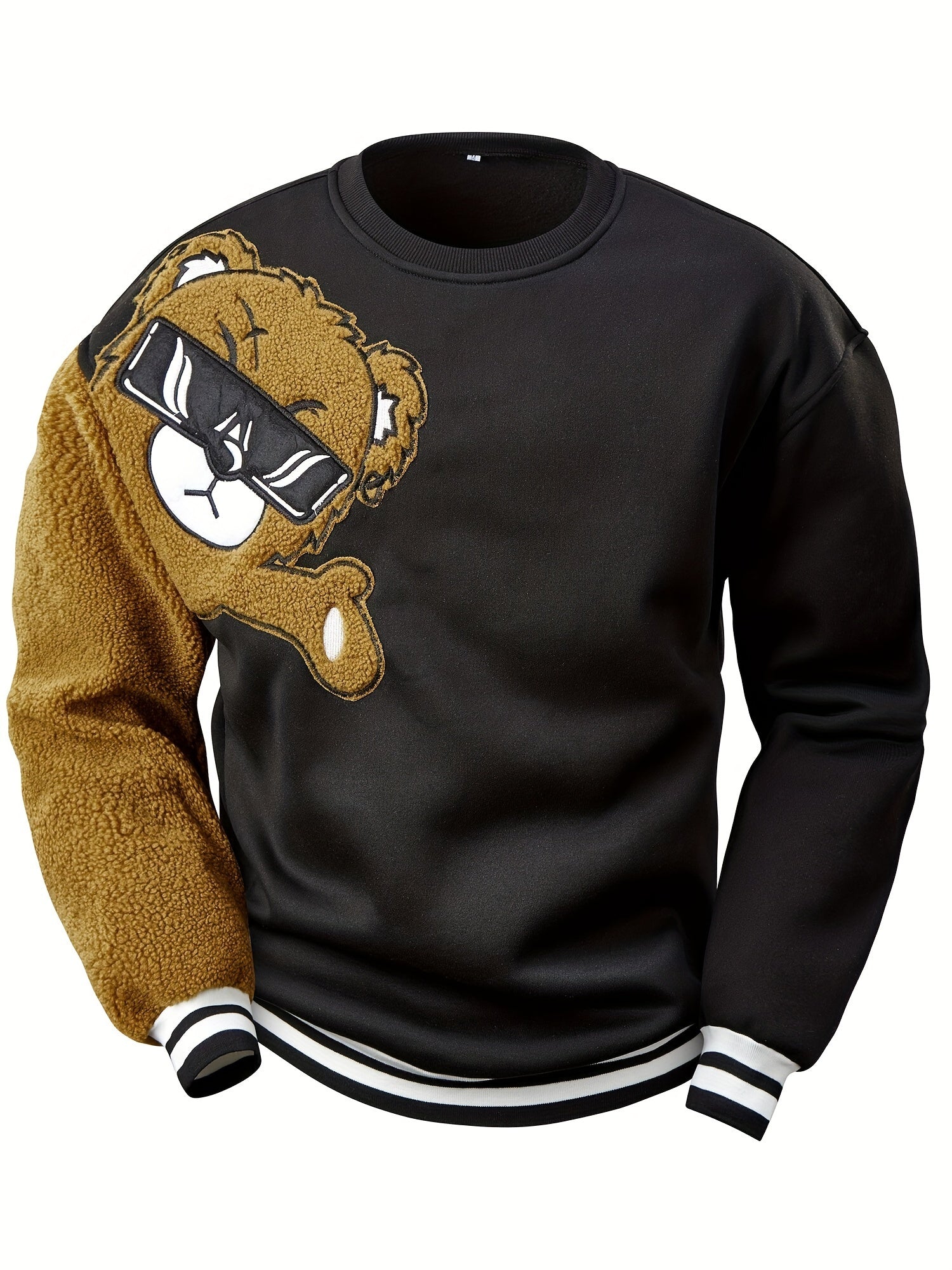 Herren Sweatshirt mit gesticktem Cartoon-Bär