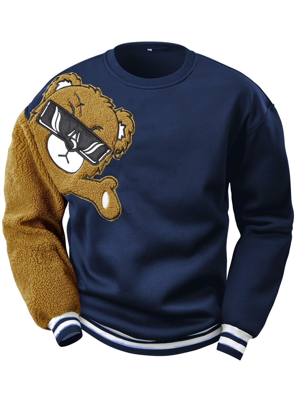 Herren Sweatshirt mit gesticktem Cartoon-Bär