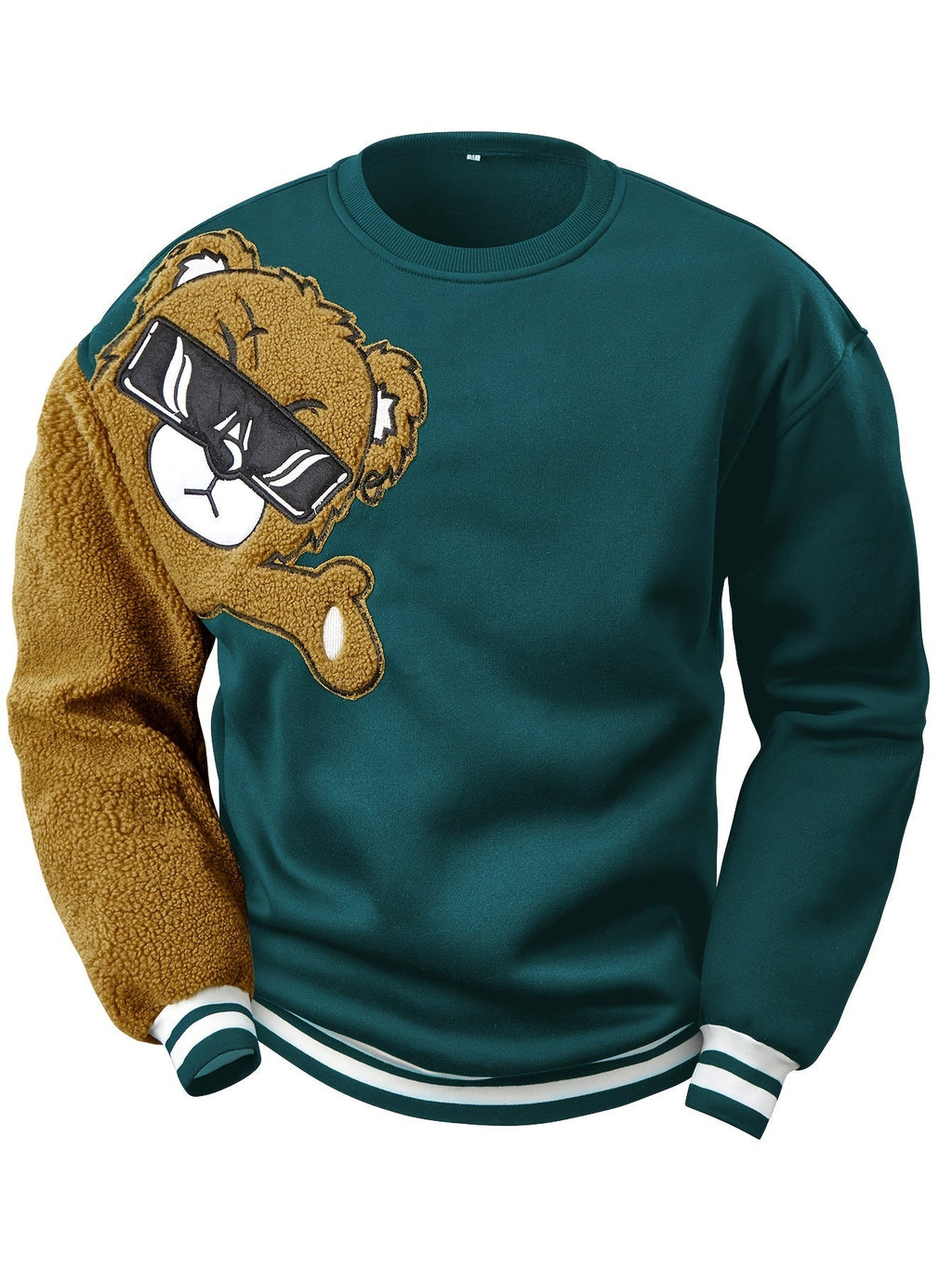 Herren Sweatshirt mit gesticktem Cartoon-Bär