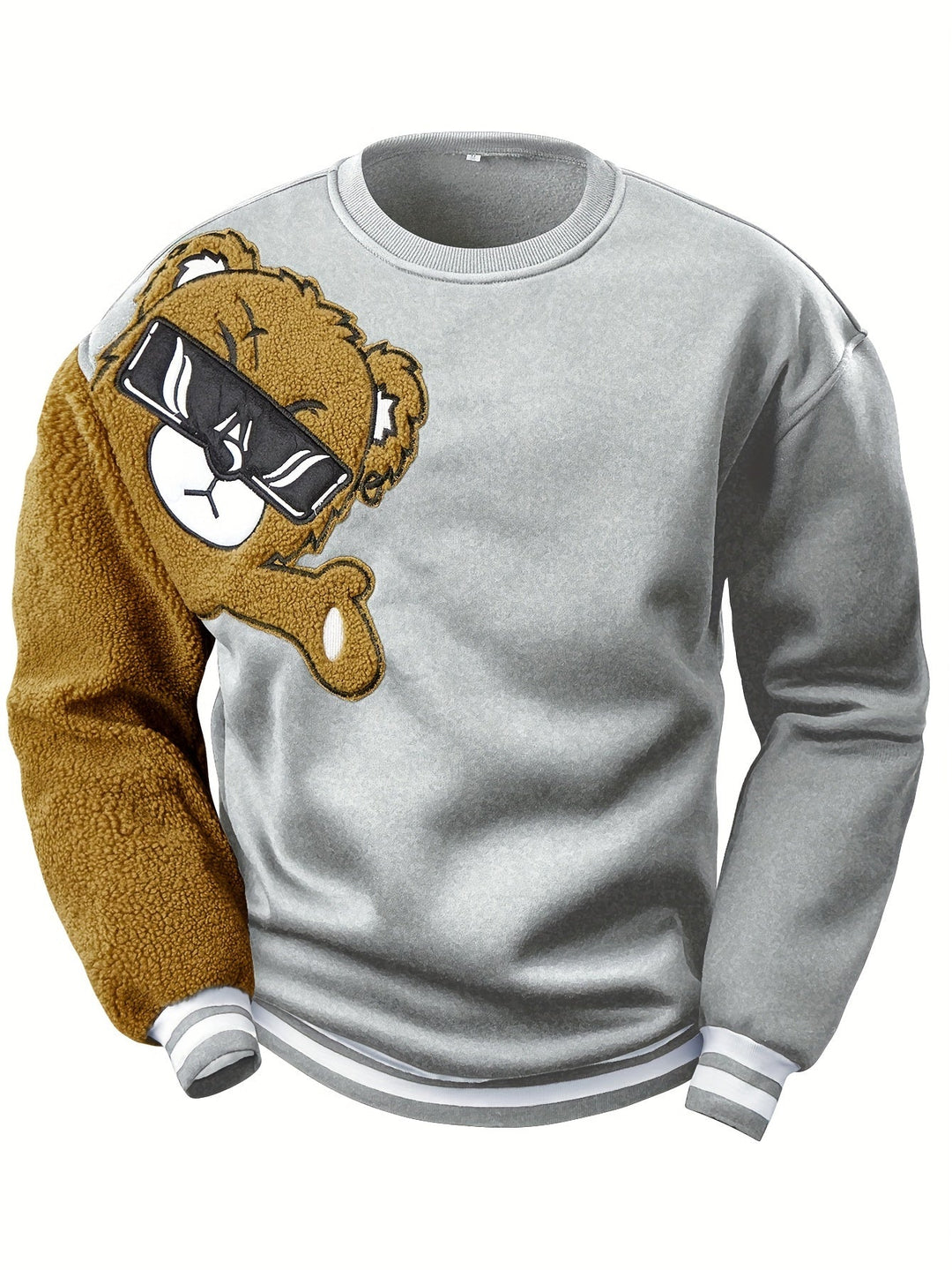 Herren Sweatshirt mit gesticktem Cartoon-Bär