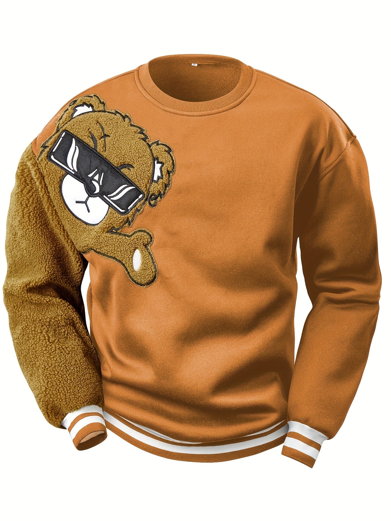 Herren Sweatshirt mit gesticktem Cartoon-Bär