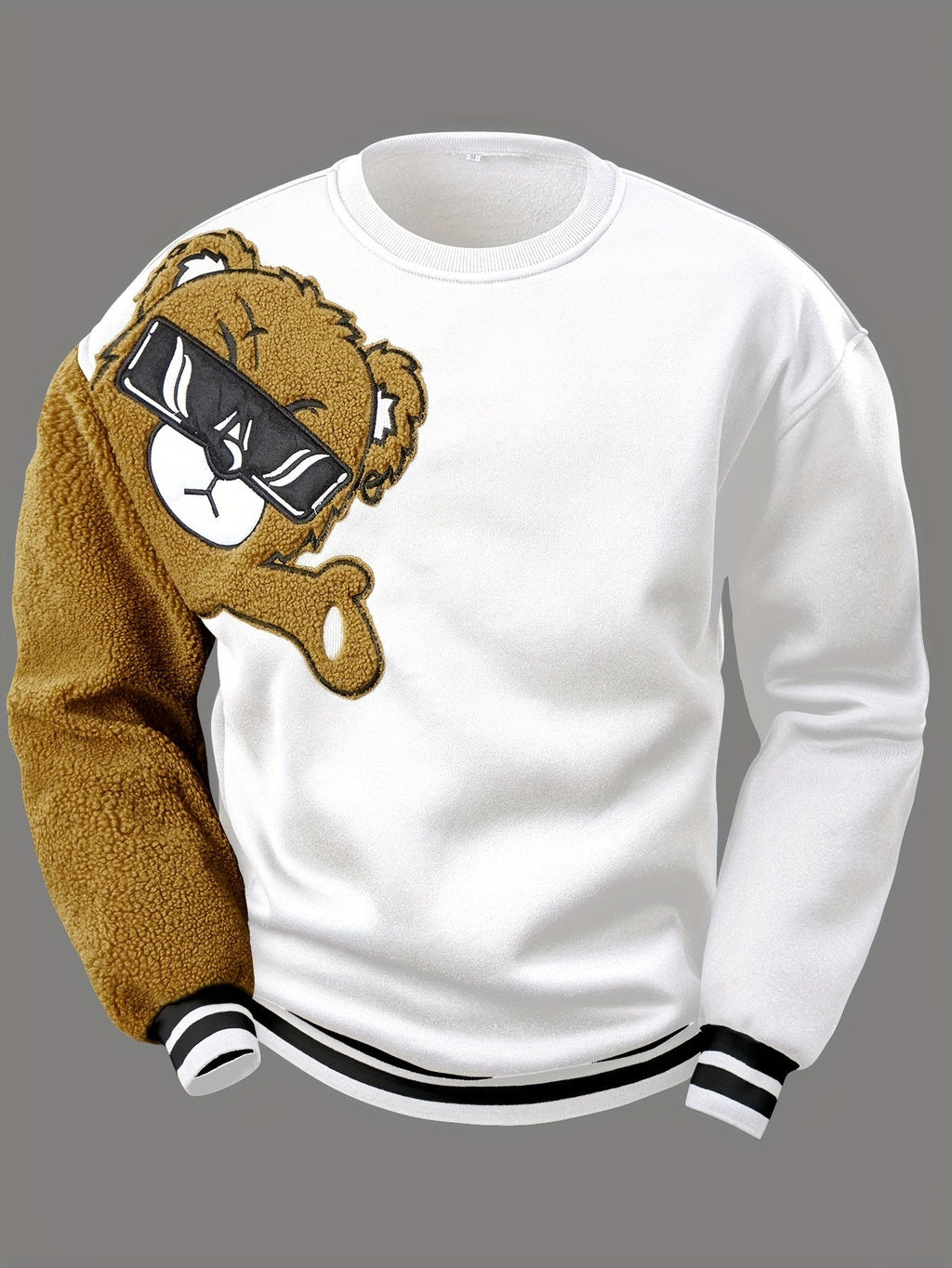 Herren Sweatshirt mit gesticktem Cartoon-Bär