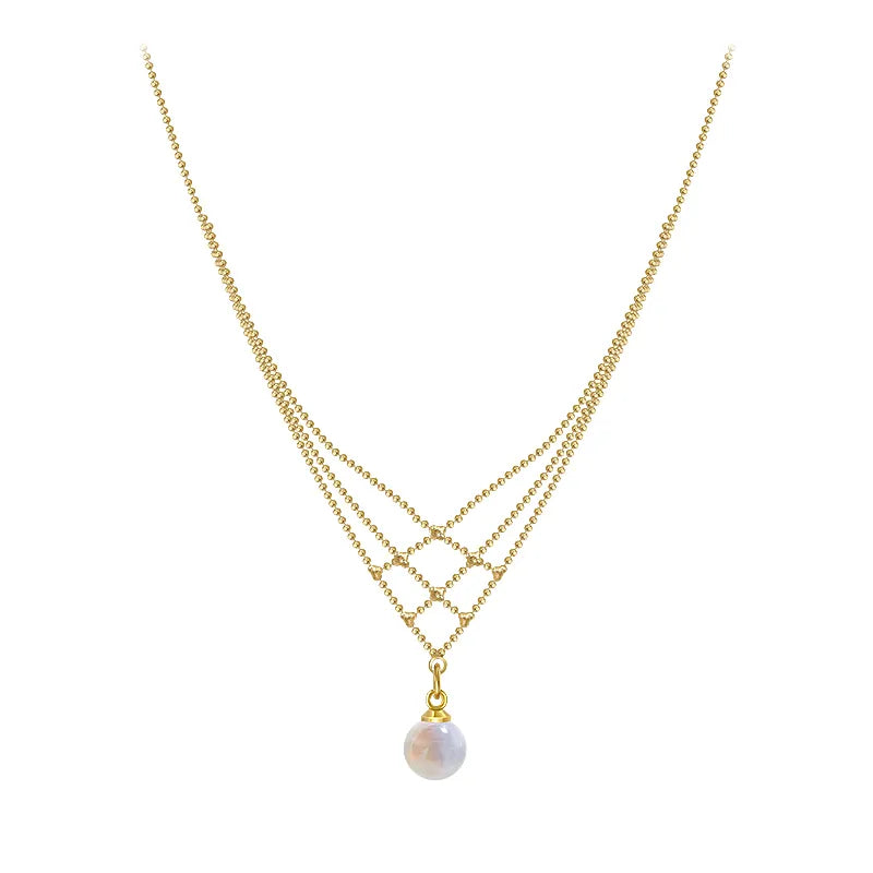 Metall Gewebtes Mesh Hängendes Magisches Perlen-Halsband | Shop Nory