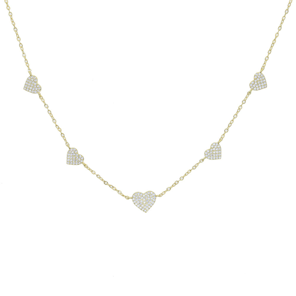 Weißer Zirkon Herz Charm Link Kettenhalskette | Shop Nory