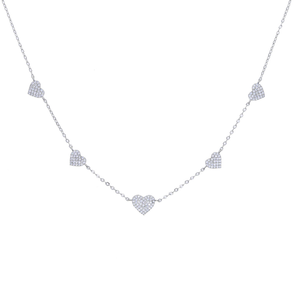 Weißer Zirkon Herz Charm Link Kettenhalskette | Shop Nory
