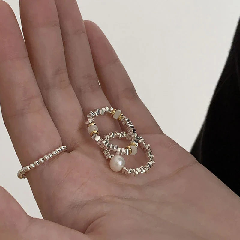 Minimalistische Perlenelastische Finger Ring | Shop Nory