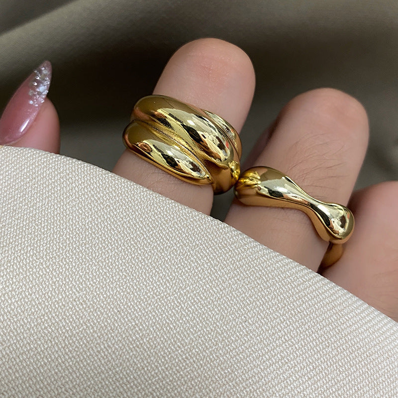 Glatt unregelmäßige Wellen verstellbarer offener Ring | Shop Nory