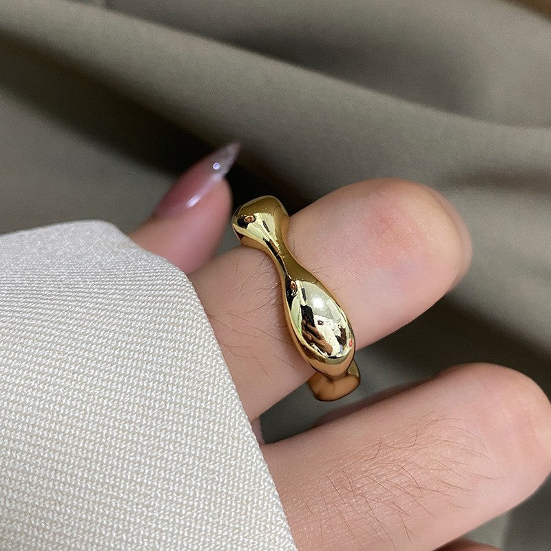 Glatt unregelmäßige Wellen verstellbarer offener Ring | Shop Nory