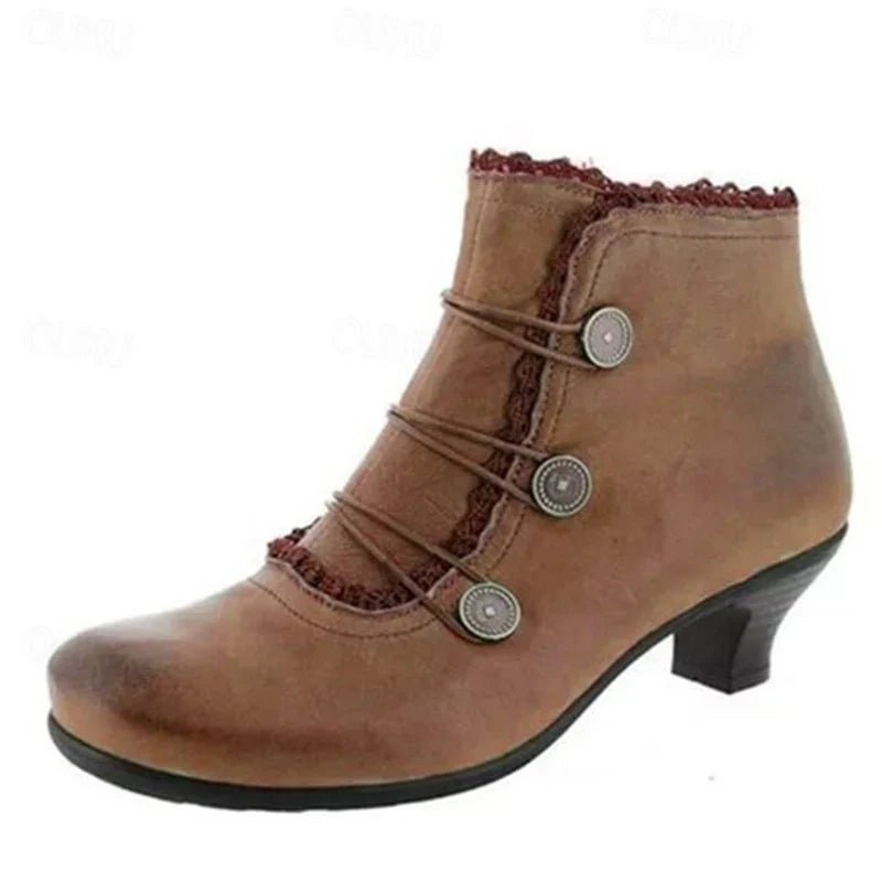 Damen Viktorianische Schnür-Stiefeletten mit Spitzenbesatz