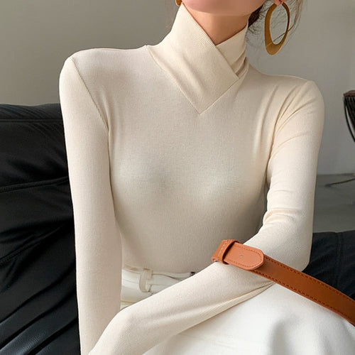 Pullover - Eleganter Rollkragen Langarmpullover