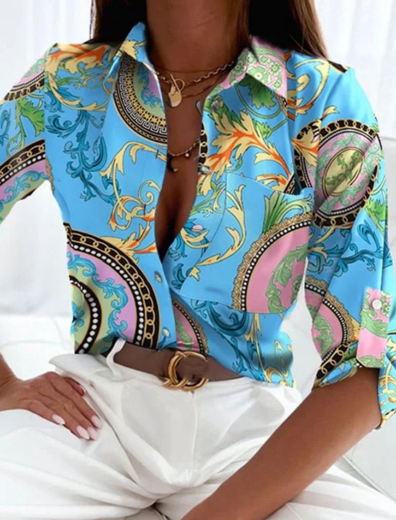 Damen-Sommerbluse mit Umlegekragen